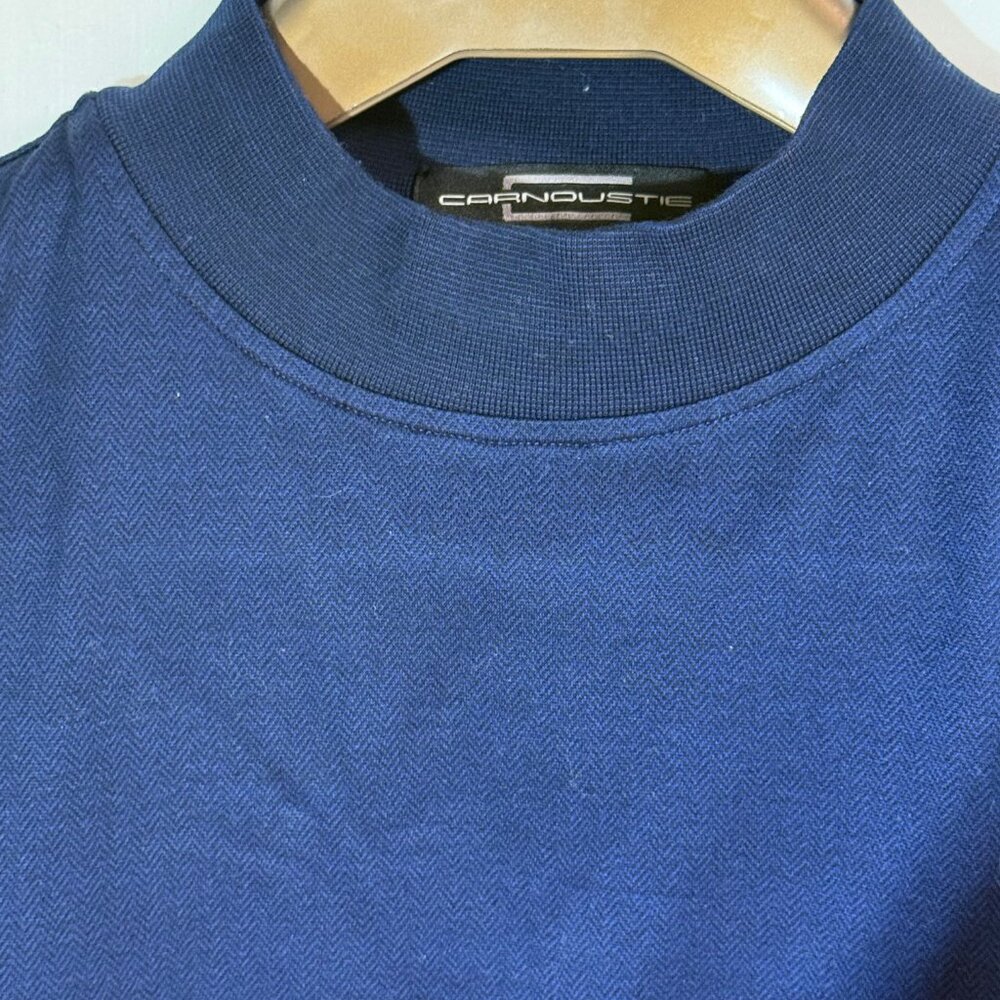 Carnoustie Men's Mock Neck 100% Cotton Long Sleeve Shirt - Midnight Blue - XL - Picture 4 of 7